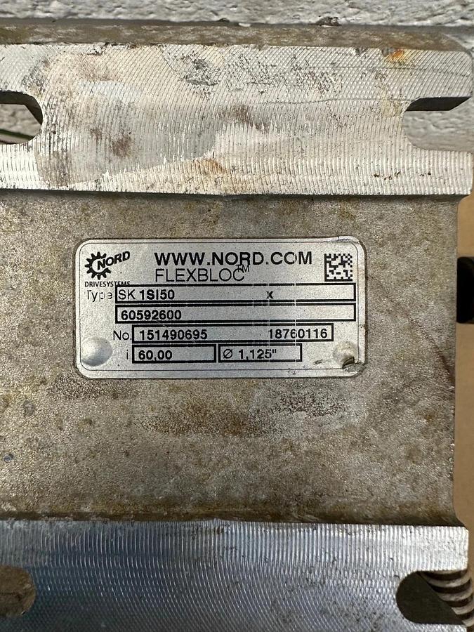 Used Nord SK1SI50 Flexbloc WormGear 1”D x 5-13/16” Shaft Baldor KM3454 1/4Hp 1725Rpm