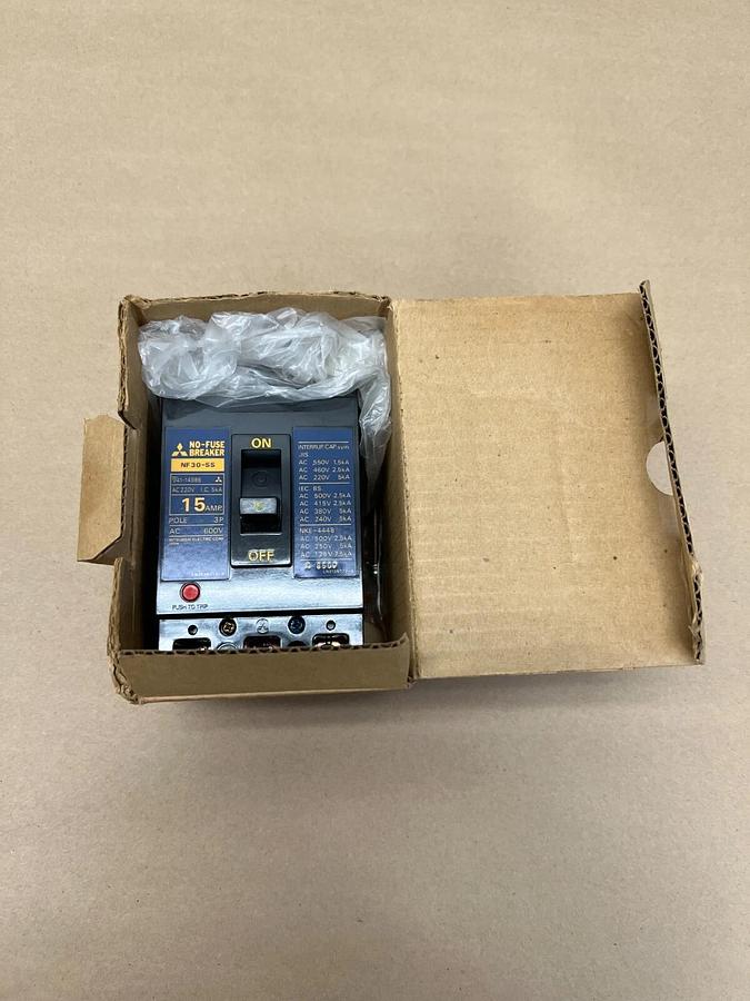 Used Mitsubishi NF30-SS 3P 15 Amp No-Fuse Breaker