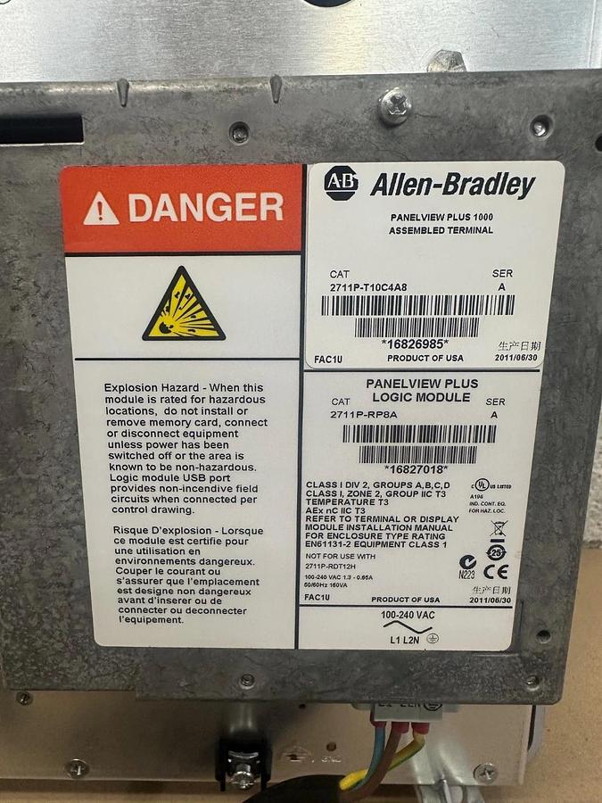 Used Allen Bradley 2711P-T10C4A8 Panelview Plus 1000