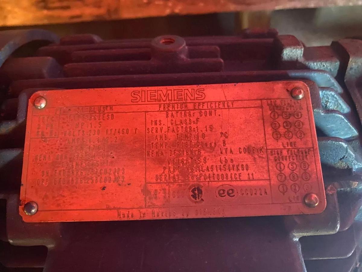 Used Carolina Conveying 10” Rotary Airlock Feeder w/ Siemens Motor 1.5HP, 1740 RPM