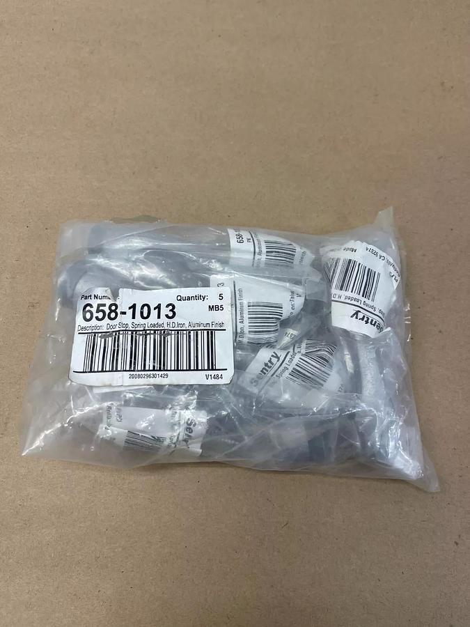 Used Sentry 658-1013 Spring Loaded, Door Stop, Aluminum Finish - Lot of 5