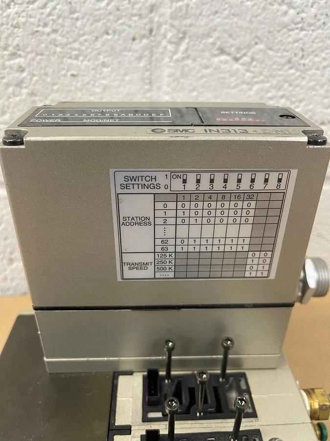 Used SMC IN313-DN1, 3 Block DeviceNet Serial Interface Pneumatic Manifold