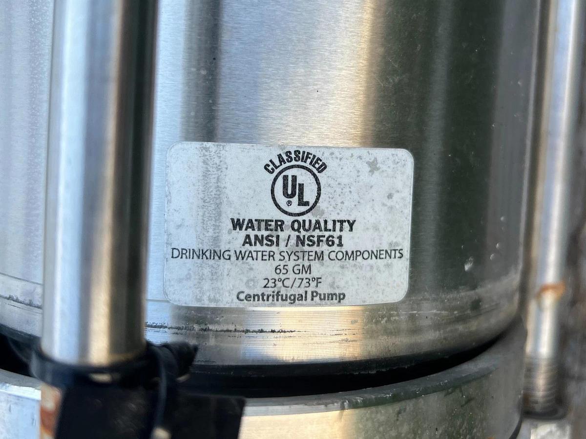 Used Grundfos CRN 20-10 Multistage Centrifugal Boosting Pump Assy, 25Hp Baldor Motor
