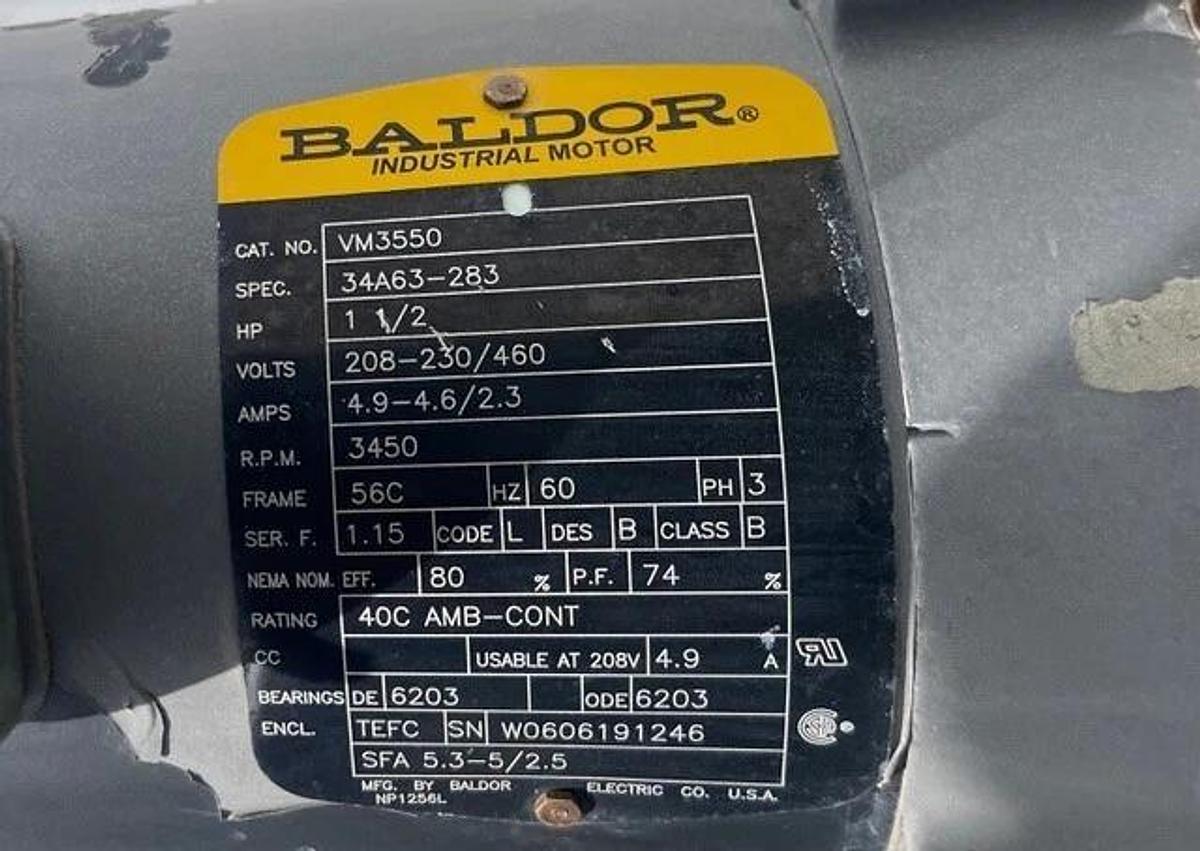 Used Rotary Airlock Feeder 10x10 Baldor 1.5HP 3450RPM Baldor Gear Reducer, Ratio 40:1