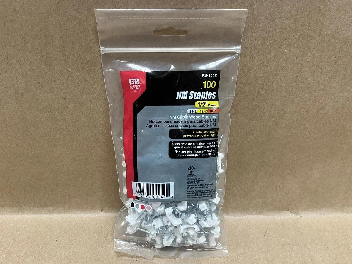 Used Gardner Bender PS-150Z 100pc, 1/2" NM Cable Wood Staples - Lot of 3