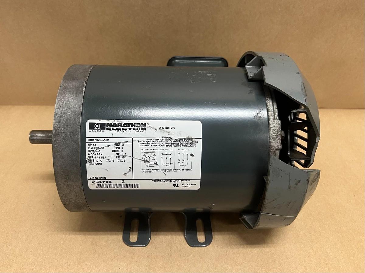 Used Marathon Electric 5K49KN2047 1.5Hp, 3Ph, 60Hz, 3450RPM, A-C Motor