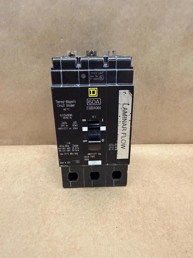 Used Square D EGB34060 60A, 3 Pole Circuit Breaker