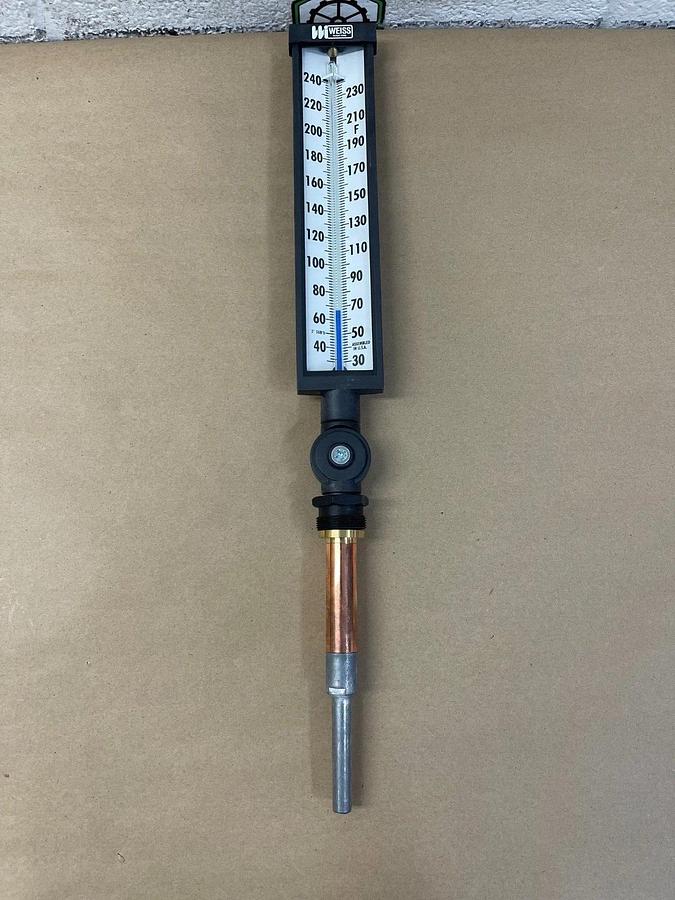 Weiss Instruments 9VU6-240 Thermometer, 30/240 Degrees F, 6” Stem
