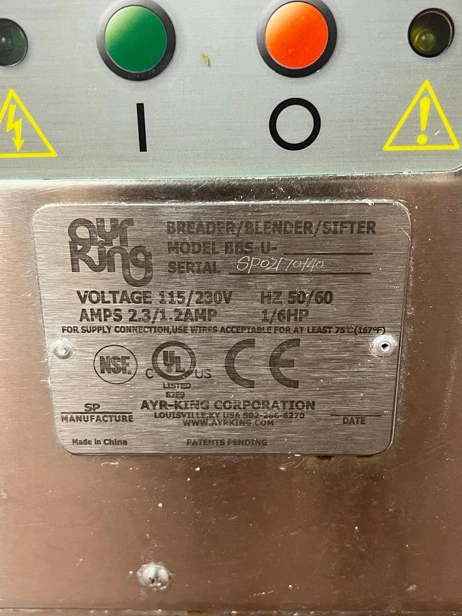 Used Ayrking BBS-U Table Breader/Blender/Sifter 1/6Hp, 2.3/1.2A, 115/230V