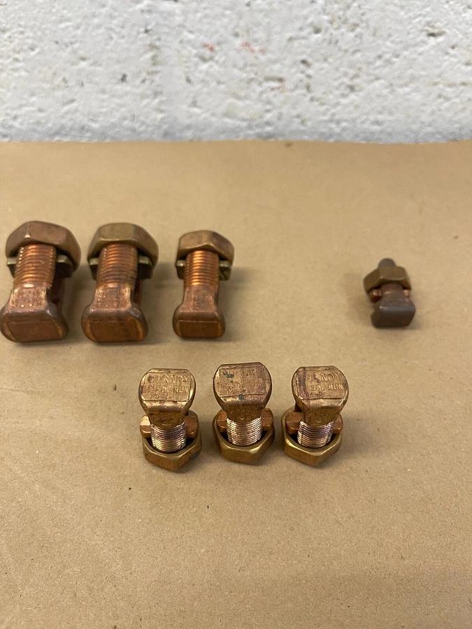 Used Burndy Lot of 7 Copper Split Bolt Connectors, 14-2/0, 14-1/0, 14-2, KS20