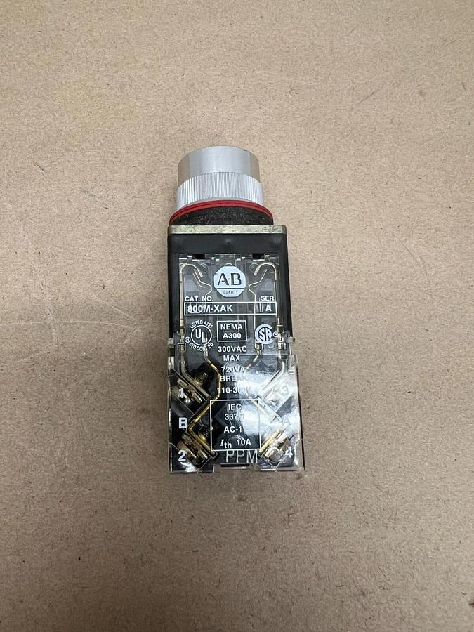 Allen Bradley 800MR-A6AK Small Round Flush Head Push Button, Red