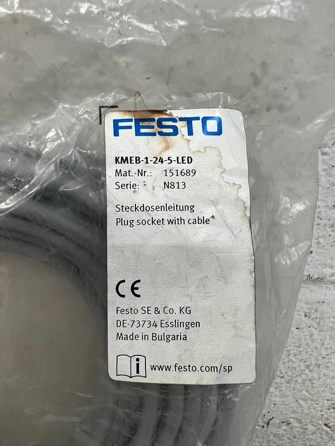 Used Festo KMEB-1-24-5-LED Plug Socket with Cable