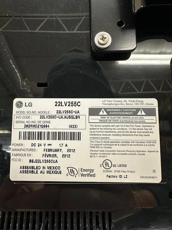Used LG Electronics 22L V255C Monitor