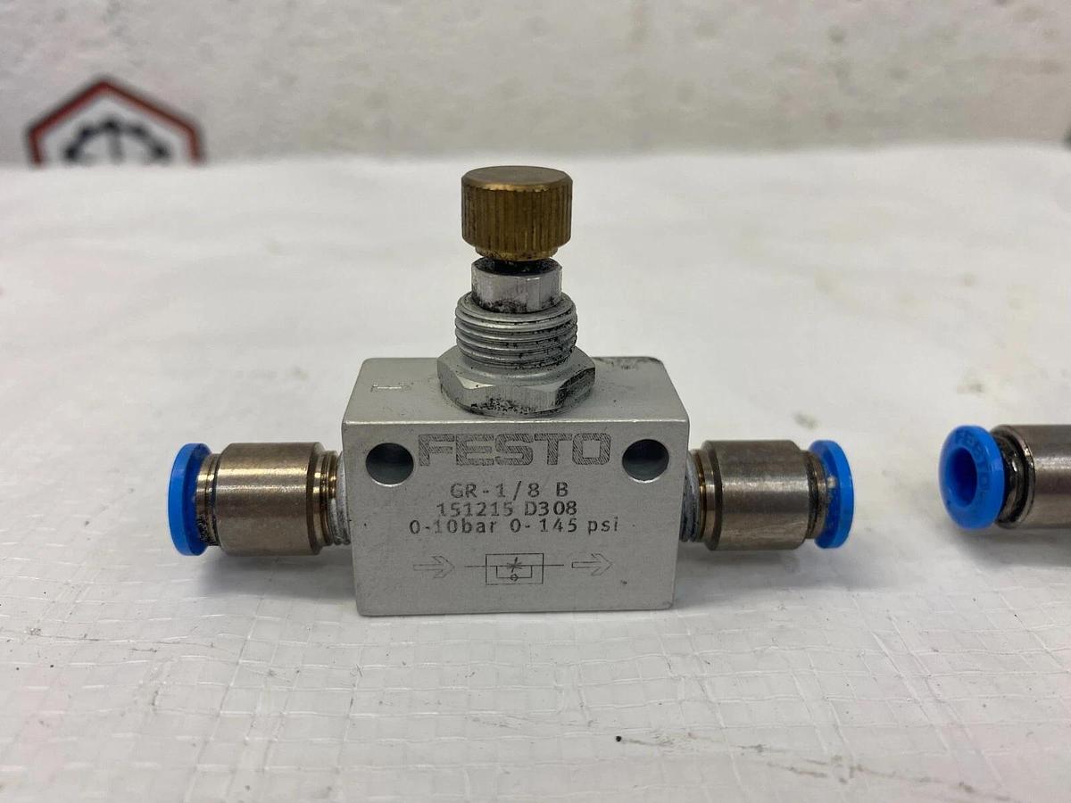 Used Festo GR-1/8 B Flow Control Valves 0-10bar 0-145psi - Lot of 3