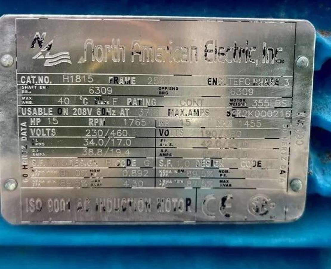 Used Dodge TA4207H09 Speed Reducer, Ratio 9.231 w/ North American Elec 15HP, 1765RPM