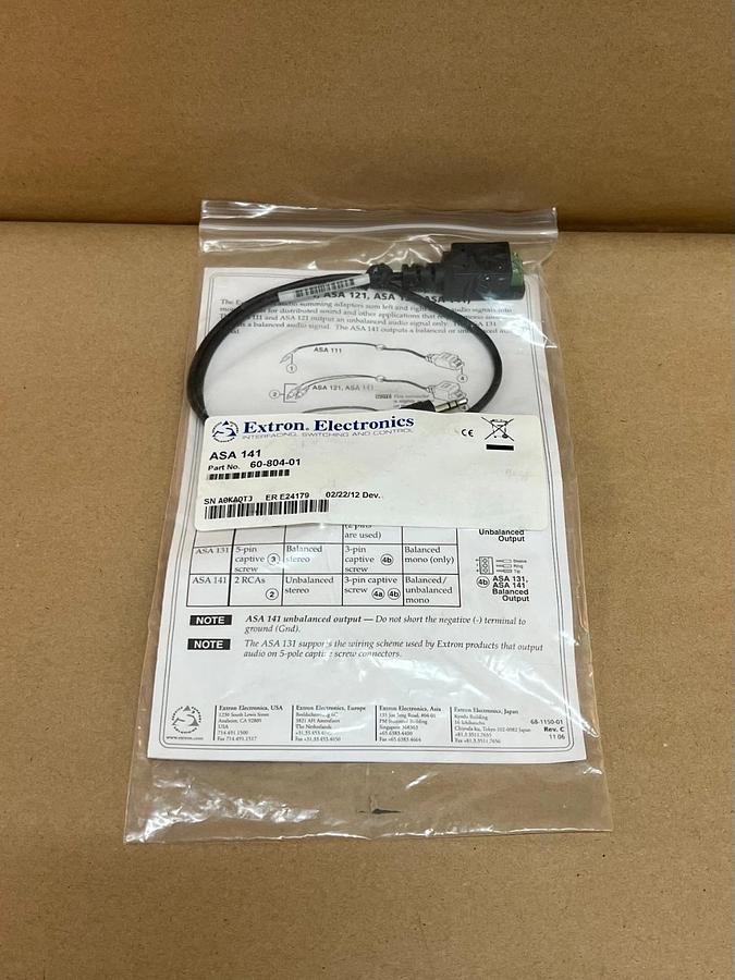 Used Extron Electronics ASA 141 Audio Summing Adapter *NEW*