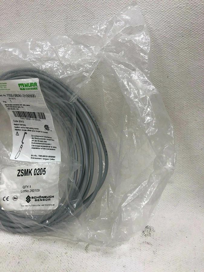 Murr Elektronik 7000-08081-2100500 M8 female connector w 5 m cable (LOT of 2)