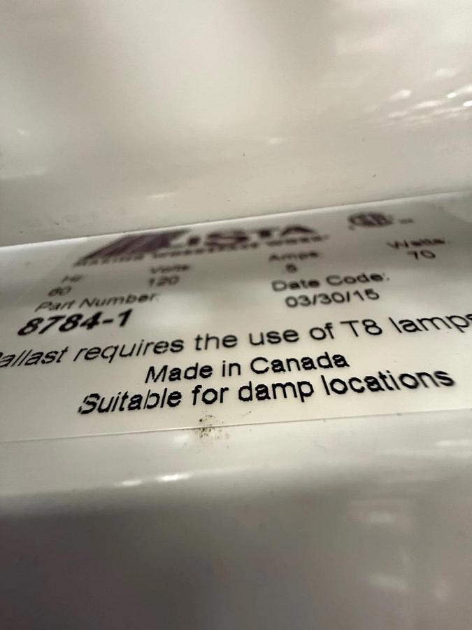 Used Lista 8784-1 Dual Fluorescent Lamp, Workbench Light Fixture 6' Long