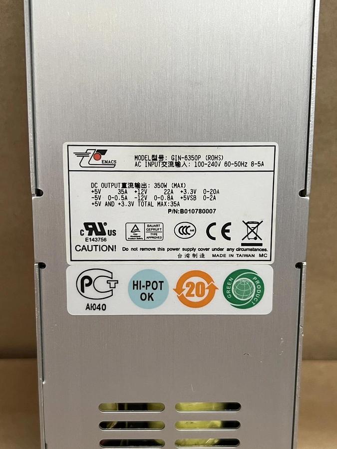 Used Emacs GIN-6350P 350W Hot Plug Power Supply - Lot of 2