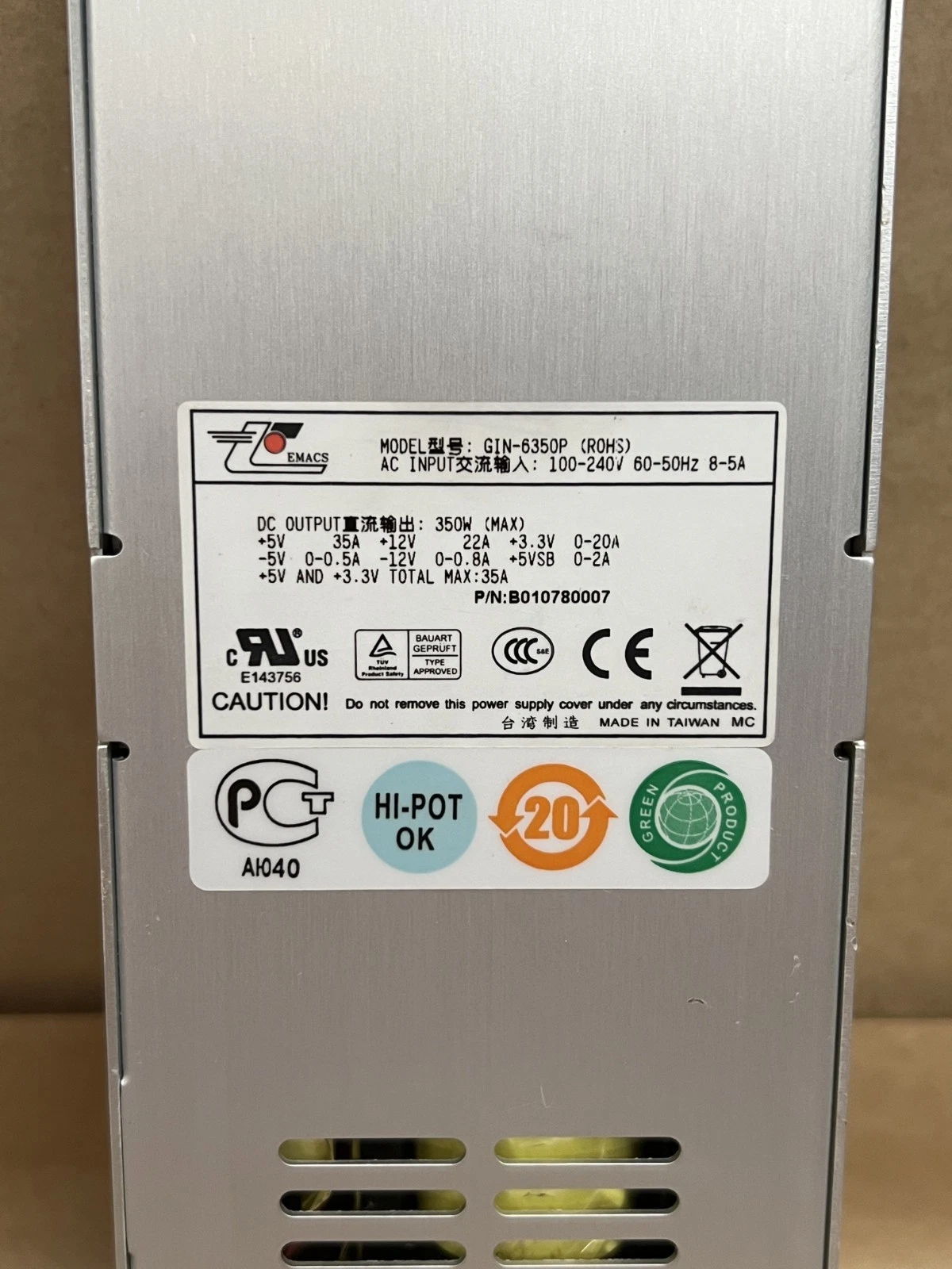 Used Emacs GIN-6350P 350W Hot Plug Power Supply - Lot of 2