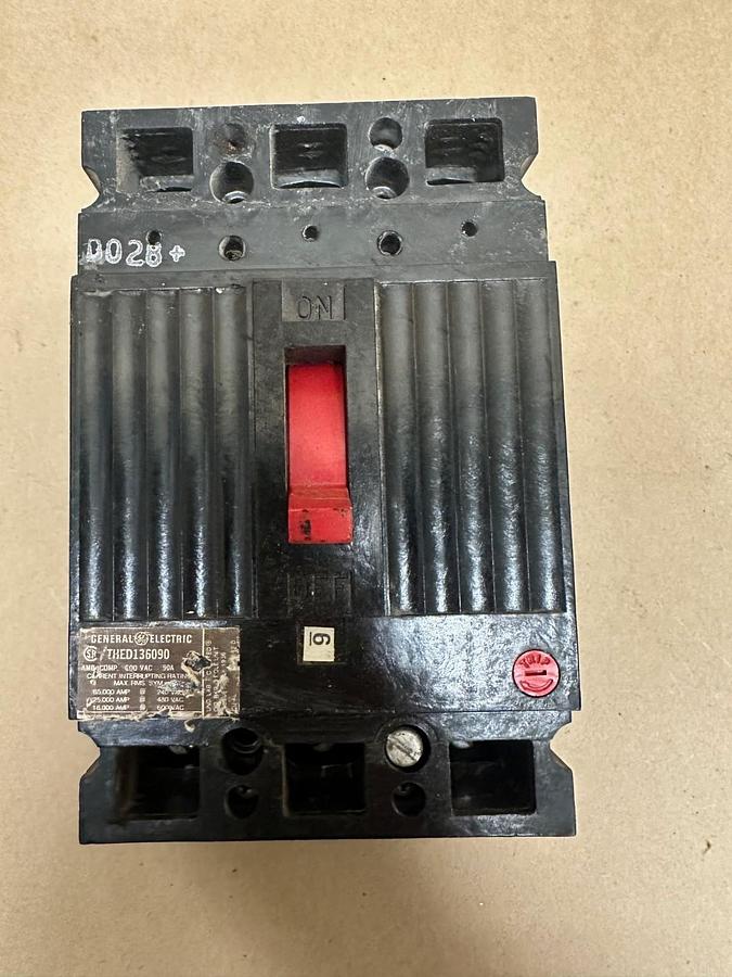 Used General Electric THED136090 90A 3 Pole Circuit Breaker