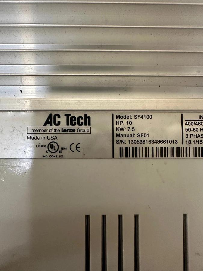 Used AC Tech SF4100 VFD Drive, 10Hp, 7.5Kw
