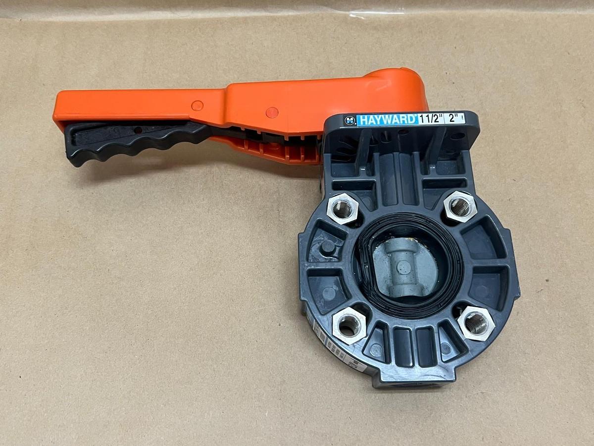 Used Hayward LB87 316 SS, PVC Body, 1-1/2"/2" Butterfly Valve