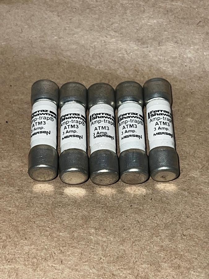 Used Ferraz Shawmut ATM3 3A 600V Fast Acting Fuse Lot of 5  *NEW*