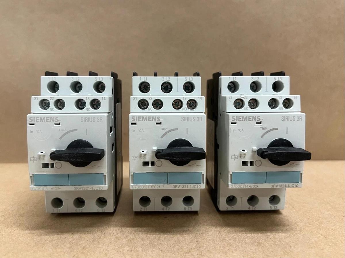 Used Siemens 3RV1321-1JC10 Sirius 3R 3P Motor Protection Circuit Breaker - Lot of 3