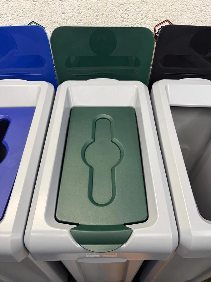 Rubbermaid 2007918 Recycling Station, 3-Stream Landfill/Mixed Recycling/Compost