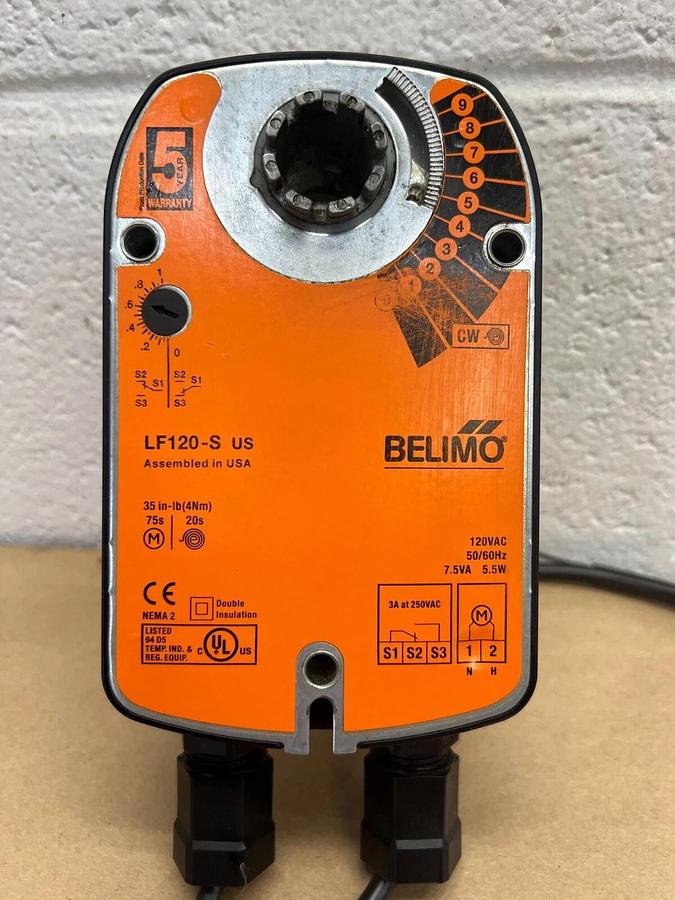 Used Belimo LF120-S Actuator, 35 in-lb (4Nm), 120VAC, 50/60Hz