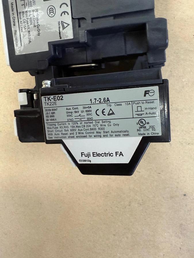 Used Fuji Electric SC-E02 Magnetic Contactor, with TK-E02 Overload Relay