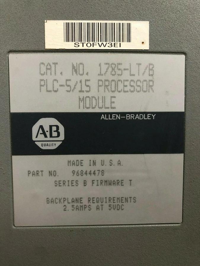 Used Allen Bradley 1785-LT/B PLC-5/15 Processor Module