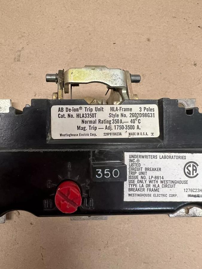 Used Westinghouse HLA3350T AB DE-ION Trip Unit, 3 Pole