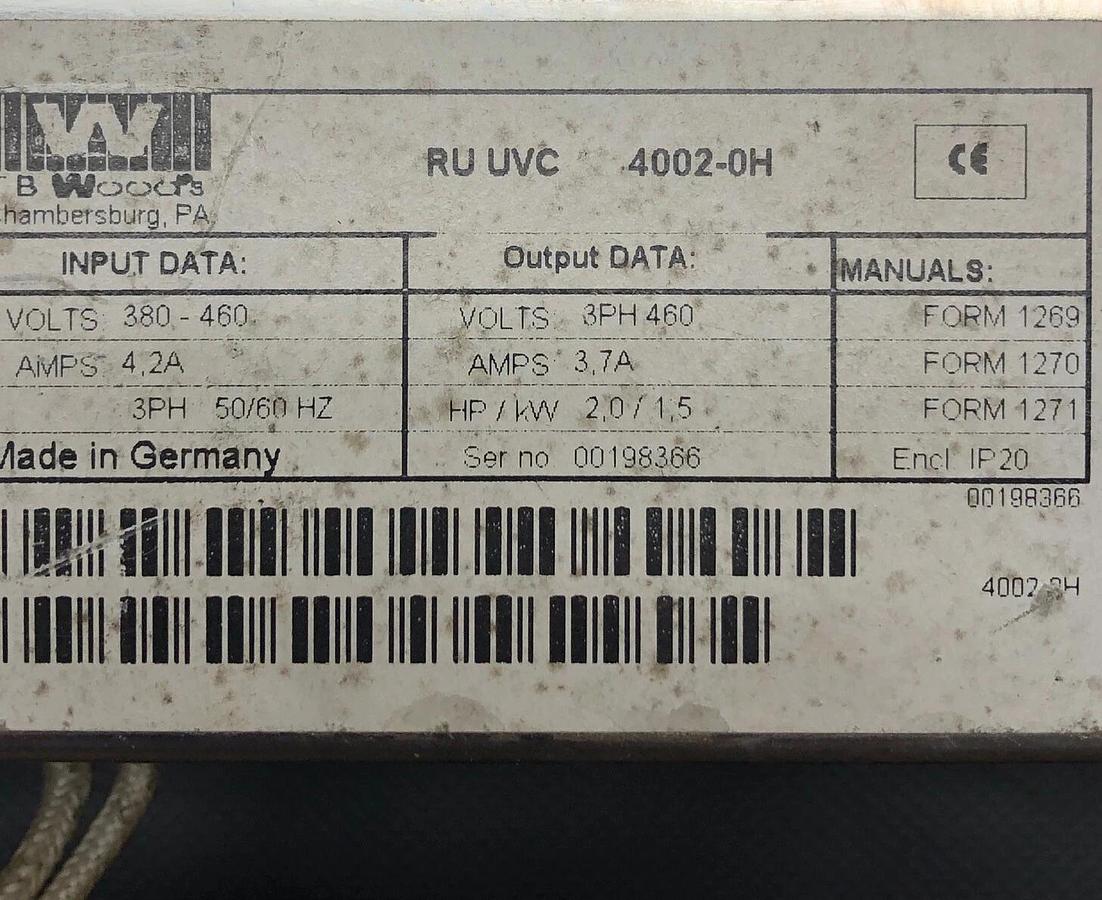 Used VACON RU-UVC-4002-OH 2HP. 3.7 Amp Drive