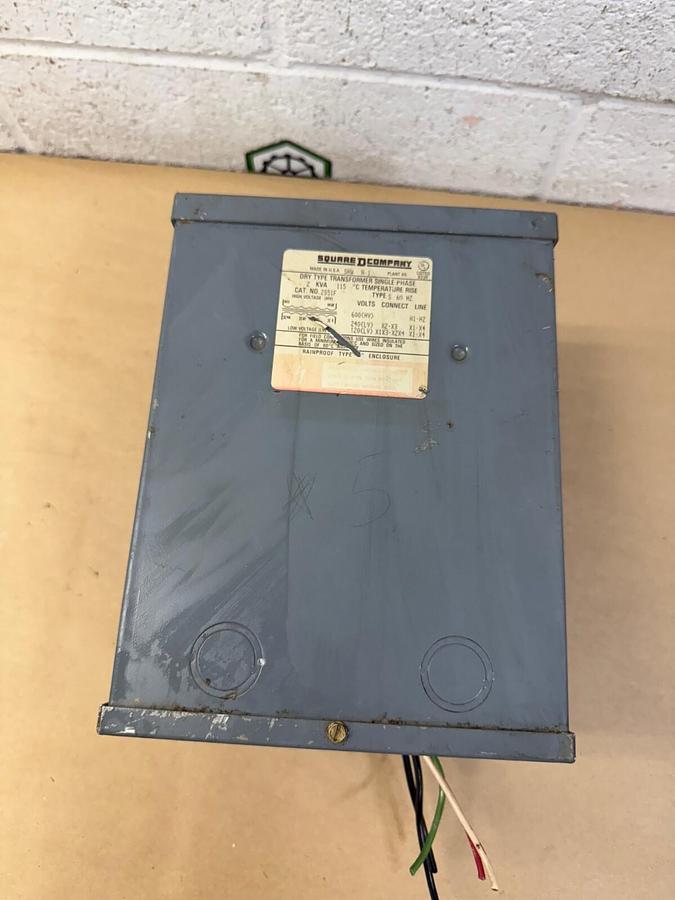 Used Square D 2S51F 2 kVA Dry Type Transformer, Single Phase, Rainproof Enclosure