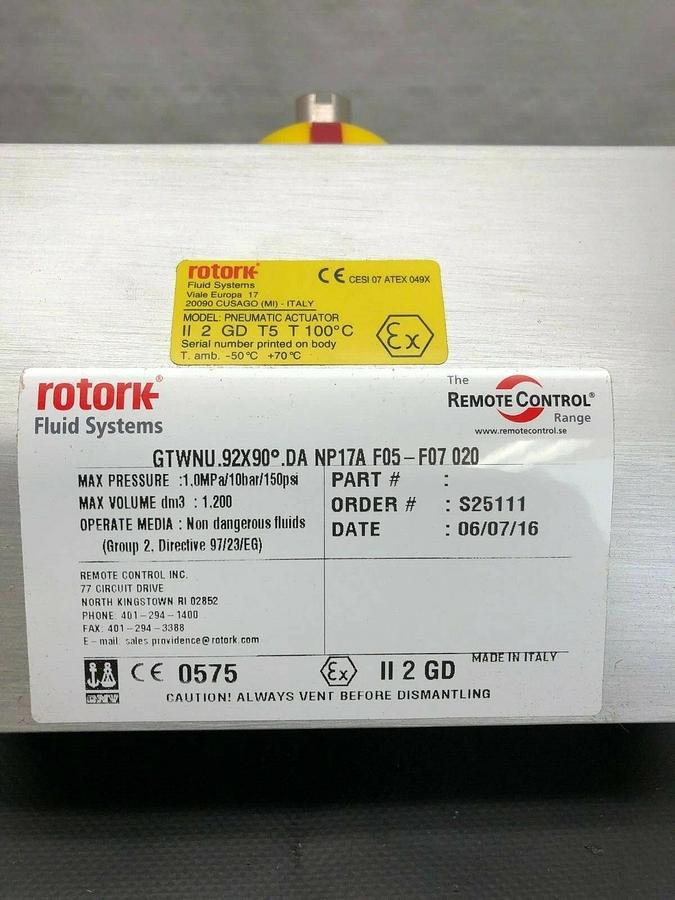 Rotork GTWNU 92X90 Pneumatic Actuator
