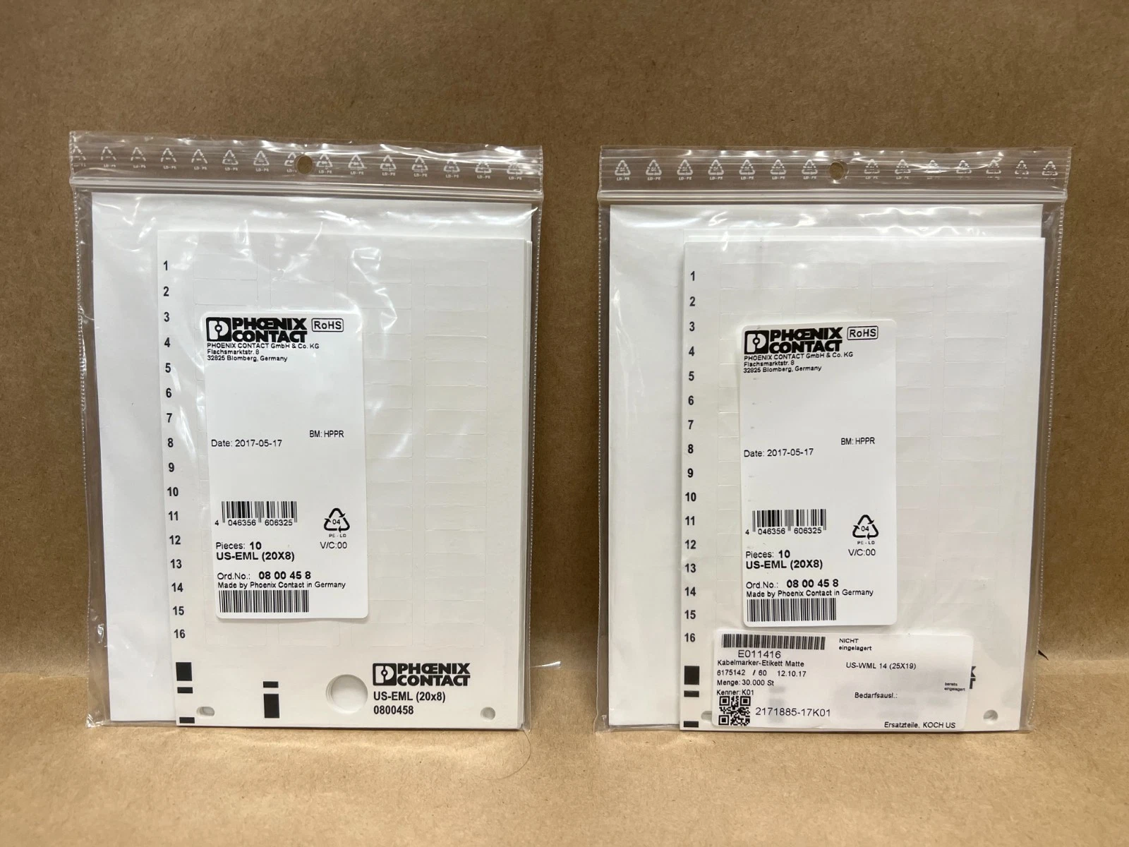 Phoenix Contact US-EML (20 x 8) 20 Pc. White Label - Lot of 2 packs