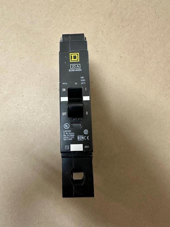 Used Square D EDB14020 20A 1 Pole Circuit Breaker