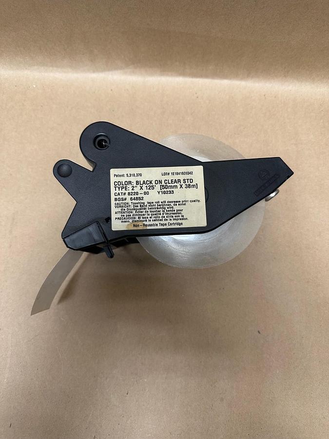 Used Brady 64852 Black on Clear STD, 2” x 125’ Label Cartridge, Roughly 1/3 Left