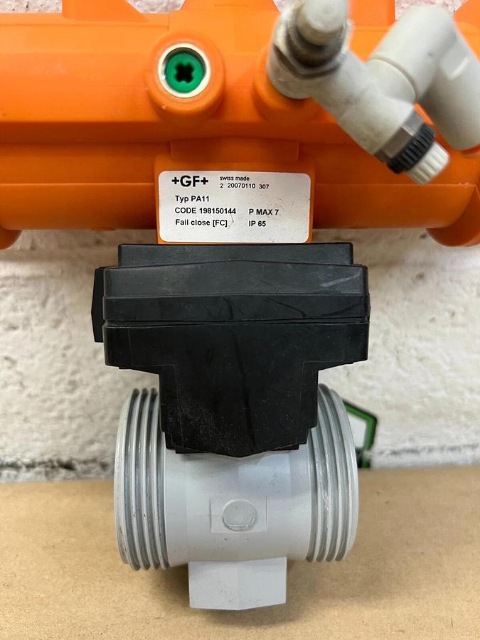 Used Georg Fischer Type PA11, Code 198150144 Pneumatic PVC Flanged Ball Valve