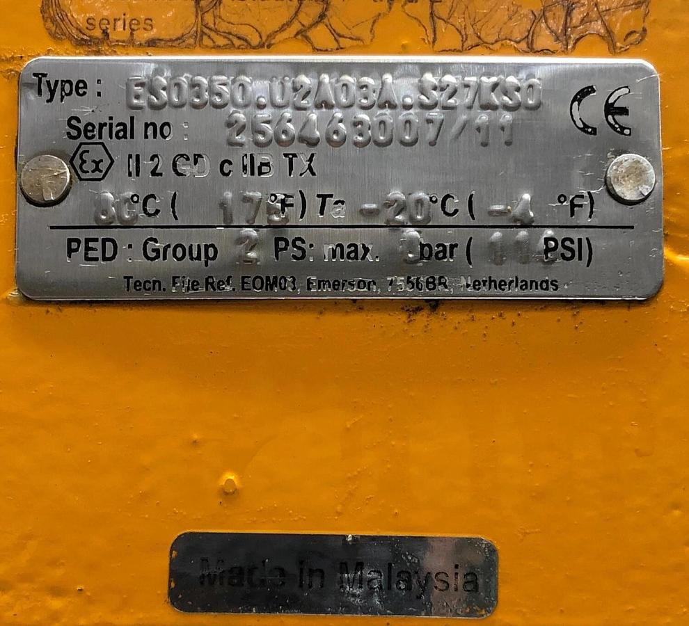 Used EL-O-MATIC ES0350.U2A03A.S27K30 Pneumatic Actuator w/ Flowserve 3” Valve