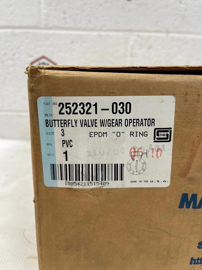 Used Spears 252321-030 Butterfly Valve w/ Gear Operator