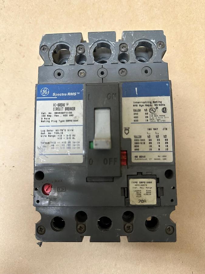 Used General Electric SEHA36AT0100 Hi-Break Circuit Breaker