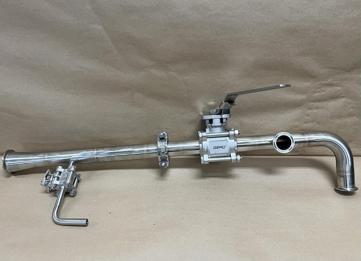 Used Gemü Series 77 Sanitary SS Diaphragm Valve Tri-Clamp Pipe Assembly