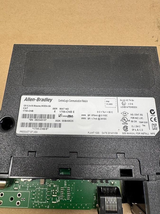 Used Allen Bradley 1756-CNB E ControlLogix Communication Module