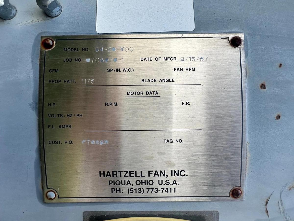 Used Hartzell Fan 54-20-V00 Axial Inline, 25 TE Hp @ 1780RPM 575V
