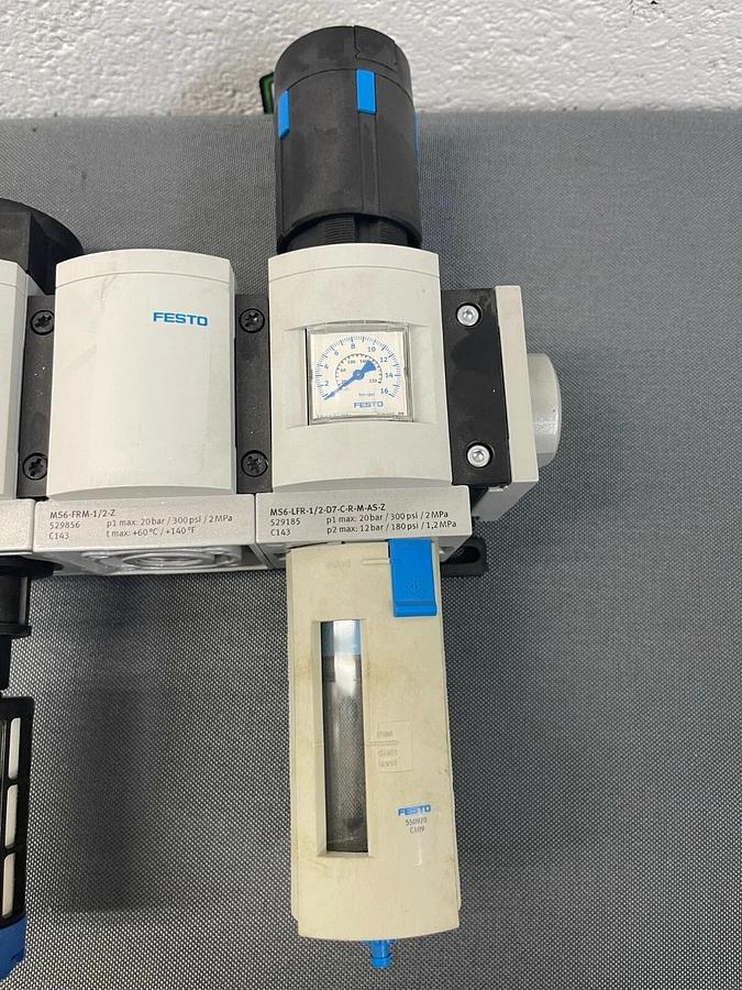 Used Festo MS6-DL-1/2-Z, MS6-EE-1/2-10V24-Z, MS6-FRM-1/2-Z, MS6-LFR-1/2-D7-C-R-M-AS-Z