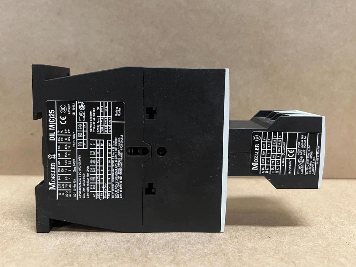 Used Moeller DIL M(C)25 3PH, 3P Contactor w/ Aux Contact Block - Lot of 3