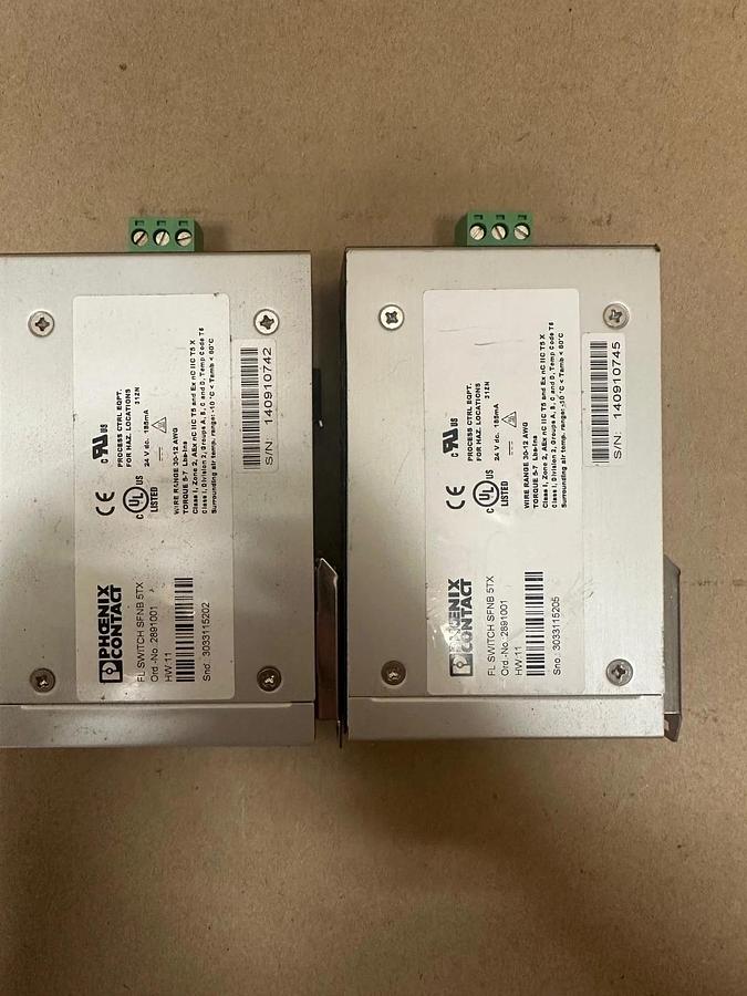 Used Phoenix Contact FL Switch SFNB 5TX Industrial Ethernet Switch - Lot of 2